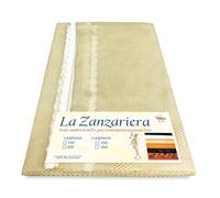 Tex family Rideau moustiquaire d'extérieur pour balcon jardin | filet anti-insectes avec franges et œillets | polyester résistant, idéal pour porte et fenêtre | 150 x 250 cm | Beige