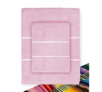 Tex family Set de serviettes éponge toile Aida à broder point de croix 1+1 visage et invité avec fil offert - Rose