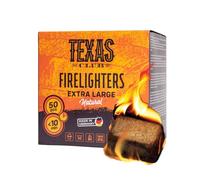 Texas Club Allume-Feux écologiques XXL pour poêles, barbecues, cheminées et Feux de Camp | Allumage Puissant, sûr et Facile à Utiliser, Longue durée de Combustion, 50 pièces