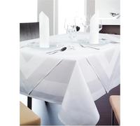 texpo Nappe damassée 180 x 180 cm, Blanche, avec Bordure satinée, Lavable à 95 °C, Taille au Choix