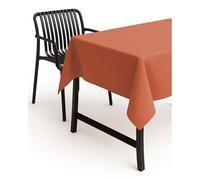texpot Nappe de Table de Jardin Aspect Lin Effet Lotus - Tissu Anti-Taches Infroissable - 160 cm - Ronde - Terre Cuite