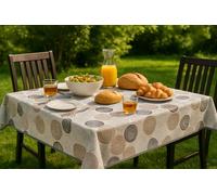 texpot Toile cirée ronde avec motifs circulaires, avec ourlet, lavable, en polyester, pour table de jardin, 160 cm