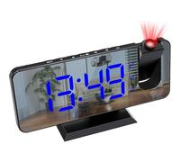 (Texte Bleu)Reveil Projecteur Plafond, Radio Réveil Projection Plafond, Avec Ecran Miroir , Température Port De Usb, Double Réveil