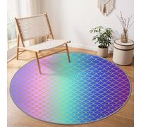Texture Onirique Semblable Écailles Antidérapant Tapis Rond 180 cm, Couleur | Texture Abstraite Géométrique Lavable en Machine Tapis Rond, Moquette de Salon et Chambre Doux pour Intérieurs décoration