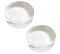 Texvora Lot de 2 socles de présentation en acrylique transparent, blocs ronds 8 x 3 cm, bases pour cristaux, minéraux et pierres, rehausseur poli pour bijoux et cosmétiques, pour vitrine et table