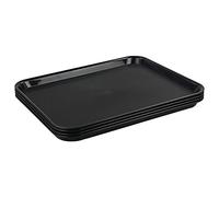 Teyyvn Lot de 4 plateaux de service rectangulaires en plastique, plateaux noirs pour restauration rapide, F