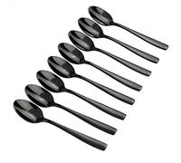Teyyvn Lot de 8 cuillères à café en acier inoxydable noir
