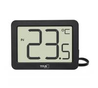 TFA Dostmann Thermomètre digital intérieur/extérieur, 30.1066.01, sonde de température étanche, valeurs maxi/mini, aimant/support, petit thermomètre, idéal pour aquarium, réfrigérateur, noir
