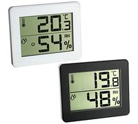 TFA 30.5027 Lot de 2 thermomètres hygromètre numérique ultra fin avec contrôle de la température ambiante Blanc + noir