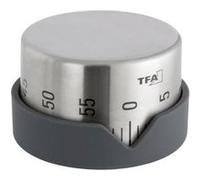 TFA Dostmann Minuteur 38.1027.10 0-60 min mécanique alarme sonore sans pile acier inoxydable gris