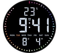 TFA Dostmann Horloge murale 60.4002.01 LED - température, date/jour, 12/24h, noir