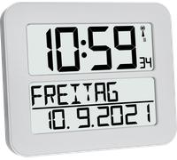 TFA Dostmann Horloge Murale numérique Timeline Max, 60.4512.02, très Grand Affichage, Jour de la Semaine réglable en français, Affichage de la Date, Horloge Murale pour Seniors, Blanc
