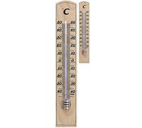TFA Dostmann 12.1004 Lot de 2 thermomètres d'intérieur analogiques haute précision en bois de hêtre massif