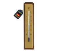 TFA Dostmann 12.1009 Thermomètre d'intérieur analogique en noyer haute précision pour maison, cave, garage, température intérieure, hauteur 13,3 cm, marron