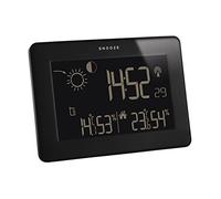 TFA Dostmann 35.1128.01 Slim Touch Station météo sans fil avec écran tactile, mesure de la température extérieure et du taux d'humidité via un émetteur, indication de la température intérieure et du taux d'humidité, prévisions météorologiques, horloge radio et alarme, phase lunaire noir