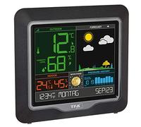 TFA Dostmann 35.1150.01 Season Station météo Radio avec capteur extérieur, Phases de Lune, Horloge Radio, intérieur et extérieur (Noir avec Batteries)