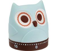 TFA Dostmann 38.1039 Minuterie de Cuisine Design Hibou, mécanique, minuteur Amusant, rétro, sans Piles, Plastique caoutchouté, Bleu Clair-Marron