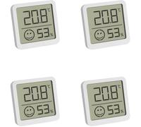 TFA Dostmann Mini Thermométre-hygromètre numérique, set de 4, 30.5053.02.04, température intérieures et humidité dans maison, petit et maniable, à poser/suspendre, blanc