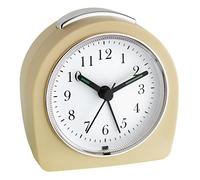 TFA Dostmann 60.1021.09 Réveil analogique Silencieux, Alarme avec Fonction Snooze, rétroéclairage, Beige, 60.1021.09, L 87 x l 55 x H 90 mm