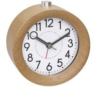 TFA Dostmann réveil Lumineux en Bois analogique, 60.1039.05, Mouvement Silencieux, rétro-éclairage, Alarme de réveil, Alarme avec Fonction Snooze, Brun