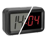 TFA Dostmann 60.2038.01 Réveil numérique à Bascule Entre LED LCD Hybride à Piles avec Alarme et Fonction Snooze, avec 2 Niveaux de luminosité, Fonction variateur (LED), Noir