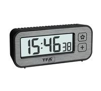 TFA Dostmann 60.2039.10 Mini réveil numérique avec Interrupteur de température et d'humidité avec valeurs maximales et minimales, avec Alarme et Horloge à Quartz, Petit réveil de Voyage, sans tic-tac