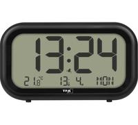 TFA Dostmann 60.2052.01 à quartz Réveil noir Heures de réveil 1 grand écran, sonnerie de réveil très puissante