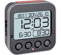 TFA Dostmann 60.2550.01 radiopiloté(e) Réveil noir Heures de réveil 2 grand écran
