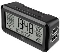 TFA Dostmann 60.2562.01 radiopiloté(e) Réveil noir, argent Heures de réveil 2 grand écran