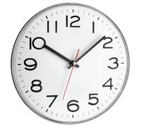 TFA Dostmann 60.3017.A Horloge Murale analogique avec trotteuse Grande et Facile à Lire, Design Plat Moderne avec Chiffres Noirs, Horloge à Quartz, Blanc/Argent