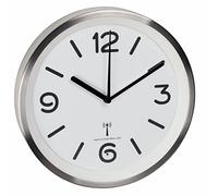 TFA Dostmann Horloge murale 60.3535.02 radio-pilotée ronde 25,3 cm x 42 mm aluminium brossé, argentée