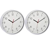 TFA Dostmann 60.3550.02 Horloge Murale analogique Radio-pilotée Haute précision Moderne analogique pour Bureau, Maison, Cadeau, 245 x 245 x 42 mm, Blanc (Lot de 2)