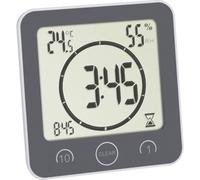 TFA Dostmann Horloge de salle de bain / cuisine numérique grise avec minuteur