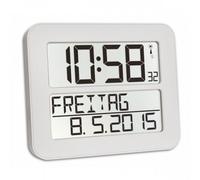TFA Dostmann 60.4512 Timeline Max Radio-réveil numérique Horloge Murale, avec Batteries (Blanc)