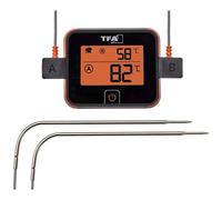 TFA Dostmann BBQ Thermomètre émetteur VIEW, 14.1514.10, 2 sondes de température avec 150cm de câble, adapté au barbecue/barbecue/smoker/fumoir, avec rétro-éclairage, noir