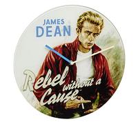 TFA Dostmann Cinema Legends 60.3059.12 Horloge Murale analogique James Dean en Verre Vintage Diamètre 30 cm Beige