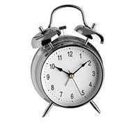 TFA-Dostmann Horloge à Double Cloche Nostalgie 98.1043, analogique, Alarme Forte, fonctionnant avec Piles, boîtier en métal, argenté, chromé, (L) 117 x (B) 57 x (H) 172 mm