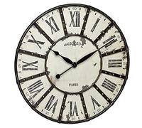 TFA Dostmann Horloge Murale analogique, 60.3039.02, Horloge XXL, Horloge à Engrenages, Vintage, Industrielle, Steampunk, Horloge avec Chiffres Romains, 57cm, Noir, Blanc