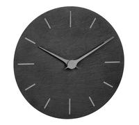 TFA Dostmann Horloge murale moderne en ardoise 60.3068.54 - Sans bruit de tic-tac - Avec aiguilles en bois de noyer - Horloge à quartz - 25 cm - À suspendre (noir, aiguilles argentées)