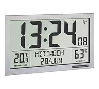 Horloge murale TFA Dostmann 60.4517.54 radiopiloté(e) 36.8 cm x 23 cm x 2.9 cm argent grand écran