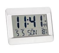 TFA Dostmann Horloge murale numérique, 60.4519, horloge radio avec température intérieure, jour de la semaine (8 langues), date, réglage du fuseau horaire, plastique, (L) 215 x (L) 160 x (H) 26 mm