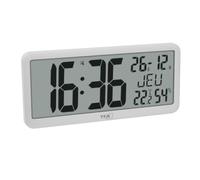 TFA Dostmann Horloge Murale numérique XL avec Climat ambiant, 60.4525, avec température et humidité, Facile à Lire, pour Les Bureaux, Les couloirs, Les Salons, Alzheimer, Fonction Calendrier, Blanche