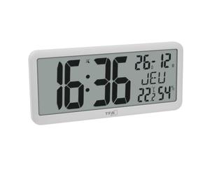 TFA Dostmann Horloge Murale numérique XL avec Climat ambiant, 60.4525, avec température et humidité, Facile à Lire, pour Les Bureaux, Les couloirs, Les Salons, Alzheimer, Fonction Calendrier, Blanche