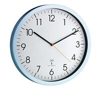 TFA Dostmann Horloge Murale Radio-pilotée analogique, 60.3517.55, avec Cadre en Aluminium, silencieuse, Bien lisible, Horloge de Bureau idéale, Bleu Clair