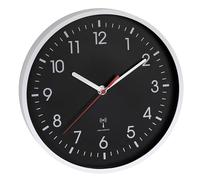 TFA Dostmann Horloge Murale Radio-pilotée analogique, Noir inversé, à Piles, 60.3550.20, Style Moderne, Silencieux, Cadran Noir, Bonne lisibilité, Chiffres Blancs, Précis, Horloge de Bureau