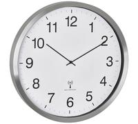TFA Dostmann Horloge Murale Radio-pilotée XXL analogique, 60.3548.02, Horloge Murale 50 cm de diamètre, Grande Horloge avec Cadre métallique, Grand Cadran, Blanc