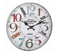 TFA Dostmann Horloge Murale Vintage analogique, 60.3045.11, Kensington, Horloge de Gare, Motif rétro, Multicolore, Noir