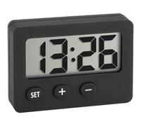 TFA Dostmann Horloge de table quartz 60-2013-01 – Numérique, aimant et support autocollant – Noir