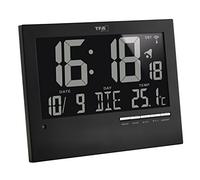 TFA Dostmann Horloge murale radio-pilotée 60.4508 – rétro-éclairage auto, temp. int., date/jour, noir