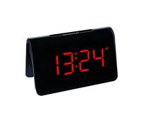 TFA Dostmann Icon Digitaler Funkwecker, 60.2543.05, Weckalarm mit individueller Snooze-Zeit, Morgenwecker mit 2 Helligkeitsstufen, sehr Helle Rote LED-Ziffern, Schwarz